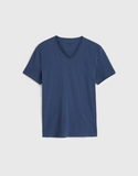 John Varvatos - T-shirt à col V Miles - Bleu huilé