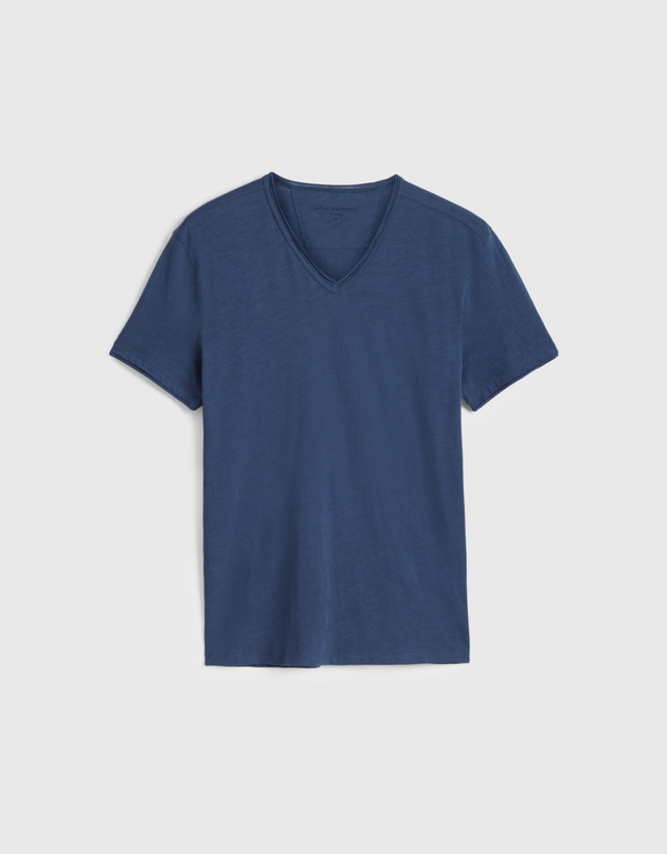 John Varvatos - T-shirt à col V Miles - Bleu huilé