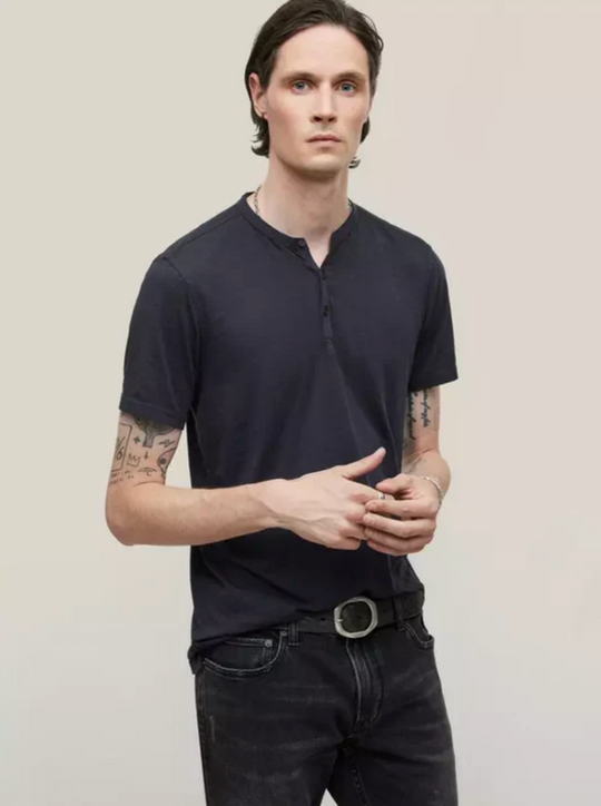 John Varvatos Burnout Henley - Bleu marine