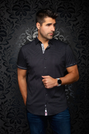 Au Noir Stretch Shirt Short Sleeve | ROSEFIELD, Black