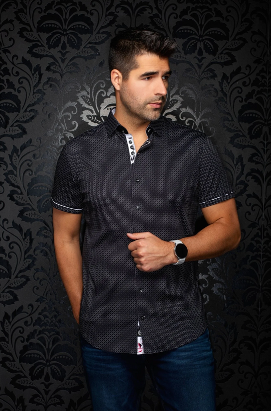 Au Noir Stretch Shirt Short Sleeve | ROSEFIELD, Black