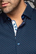 Au Noir Stretch Shirt Short Sleeve | ROSEFIELD, Navy Tobacco