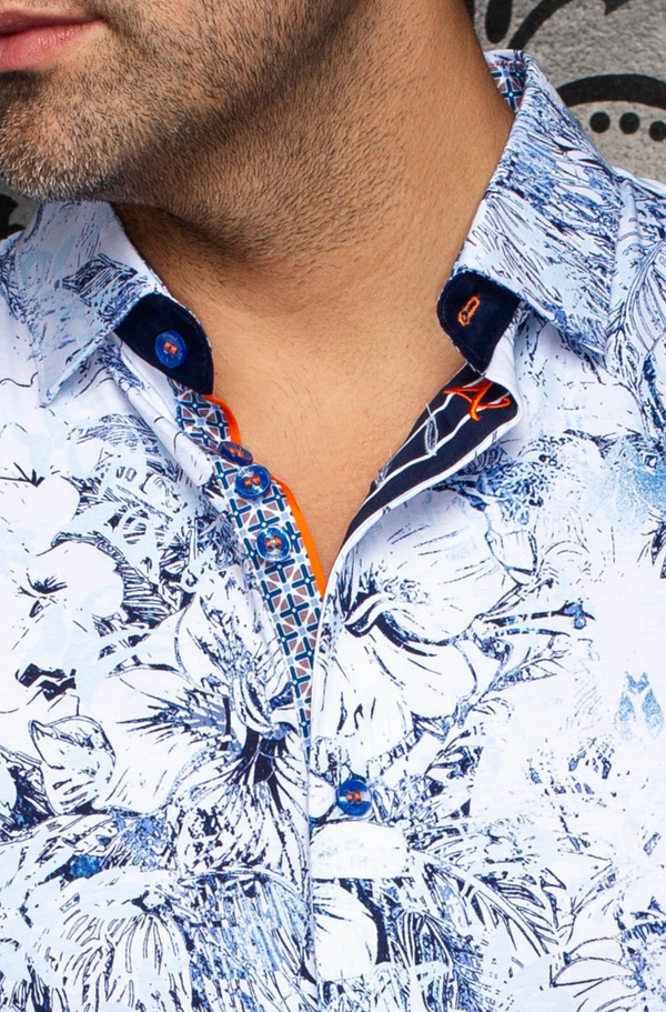 Au Noir Stretch Shirt Short Sleeve | MADEIRA, Light Blue