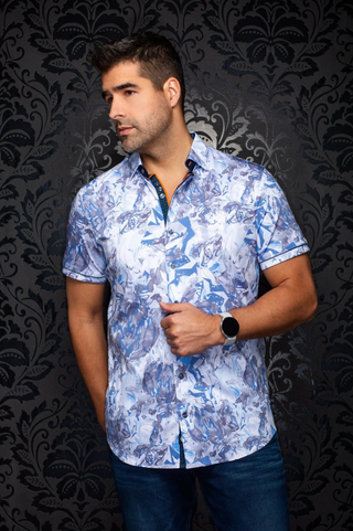 Au Noir Stretch Shirt Short Sleeve | MARABELLA, Blue
