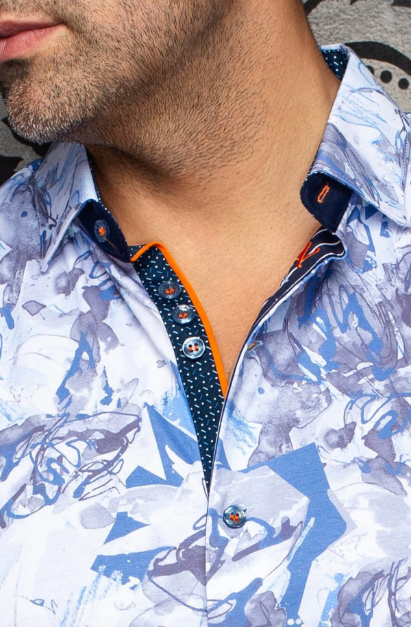 Au Noir Stretch Shirt Short Sleeve | MARABELLA, Blue