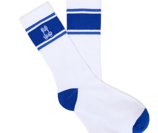 Psycho Bunny Striped Sock | White