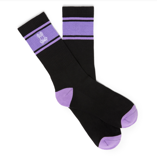 Psycho Bunny Striped Socks | Black
