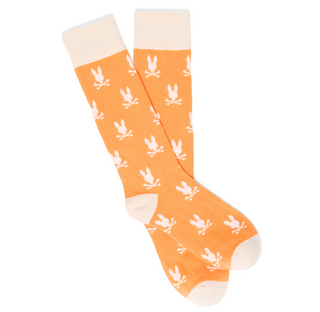 Psycho Bunny Men's All Over Bunny Sock | Papaya