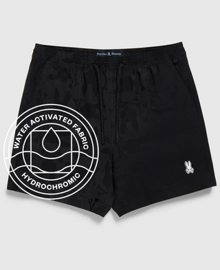 Psycho Bunny Mens Malta Hydrochromic Swim Trunk | Black