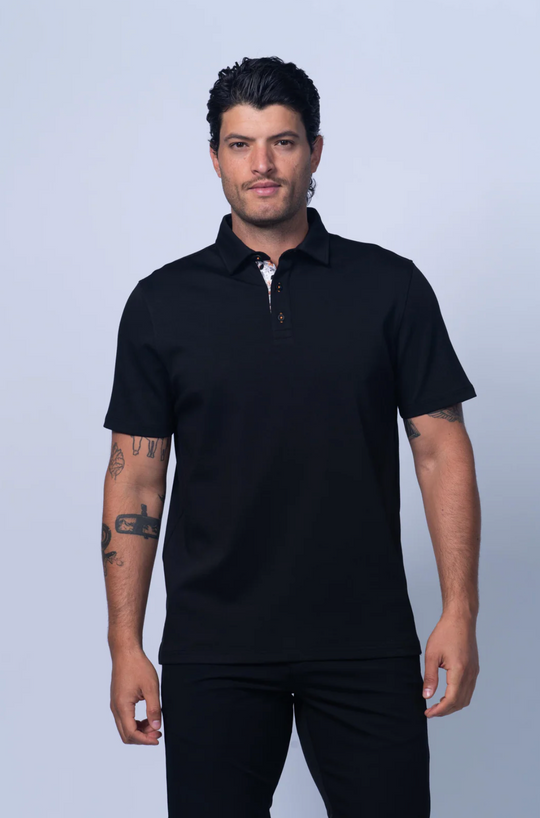 7 Downie St. Virginia UltraFlex Mercerized Cotton Polo | Black
