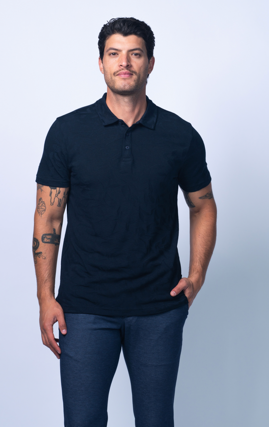 7 Downie St. Florence Floral Polo | Navy