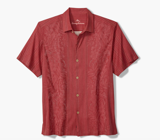Tommy Bahama Maui Border Silk Camp Shirt | Deep Havana