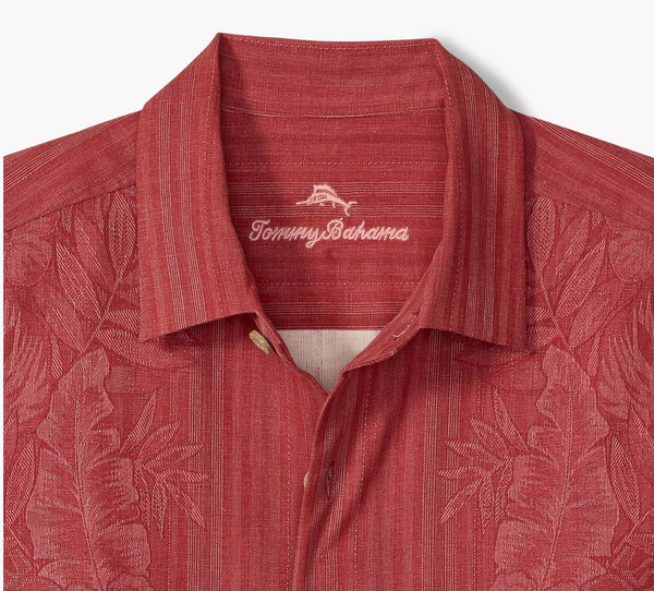 Tommy Bahama Maui Border Silk Camp Shirt | Deep Havana