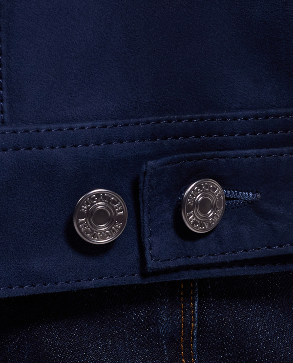 Bugatchi Leather Hybrid Trucker Jacket | Navy