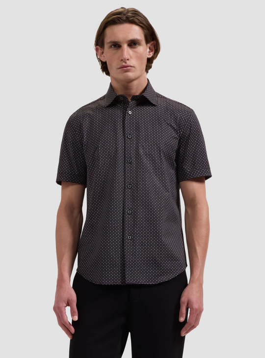 Bugatchi Oooh Cotton Miles Shirt Short Sleeve | Black