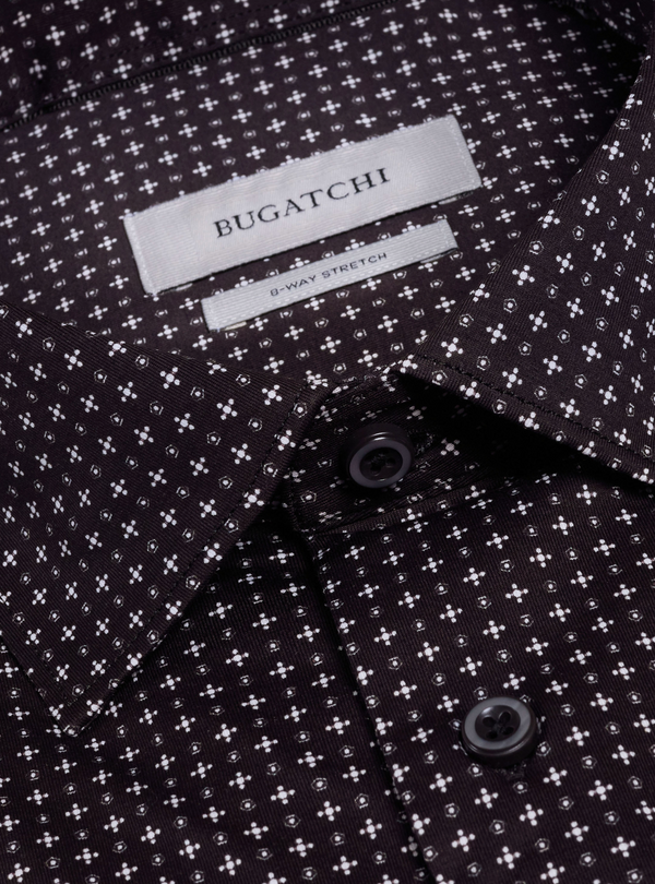 Bugatchi Oooh Cotton Miles Shirt Short Sleeve | Black