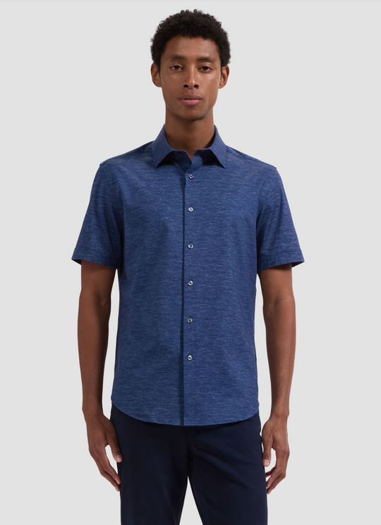 Bugatchi Oooh Cotton Miles Shirt Short Sleeve | Navy