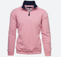 Ethnic Blue Zip-Collar Sweatshirt in Thick Piqué | Pink