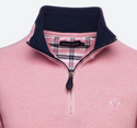 Ethnic Blue Zip-Collar Sweatshirt in Thick Piqué | Pink