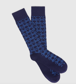 Psycho Bunny Mens Outline Bunny Dress Sock | Evening Blue