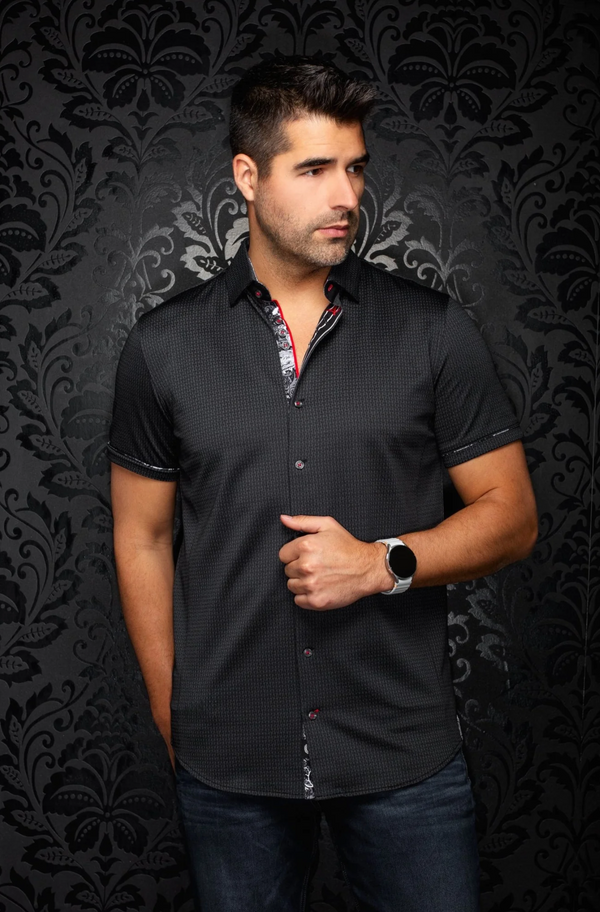 Au noir Stretch Short Sleeve Shirt | SONARAN, Black