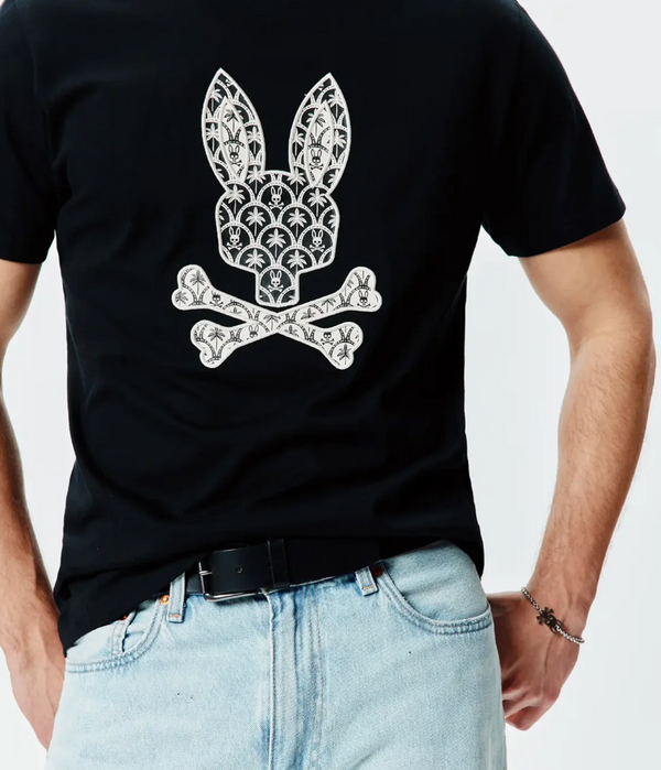 Psycho Bunny Mens Brad Graphic Tee | Black