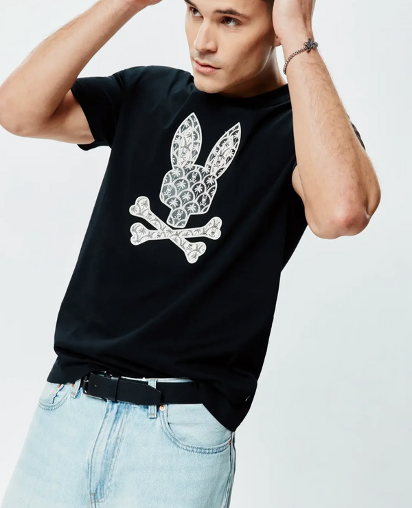 Psycho Bunny Mens Brad Graphic Tee | Black