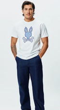 Psycho Bunny Mens Brad Graphic Tee | White