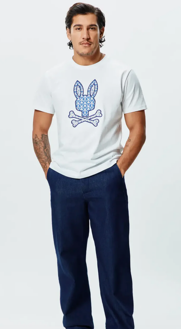 Psycho Bunny Mens Brad Graphic Tee | White