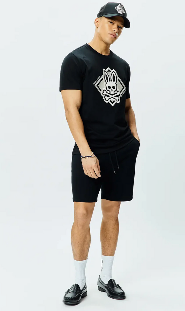 Psycho Bunny Mens Tobias Graphic Tee | Black