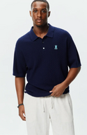 Psycho Bunny Mens Jace Oversized Knit Polo | Evening Blue