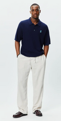 Psycho Bunny Mens Jace Oversized Knit Polo | Evening Blue