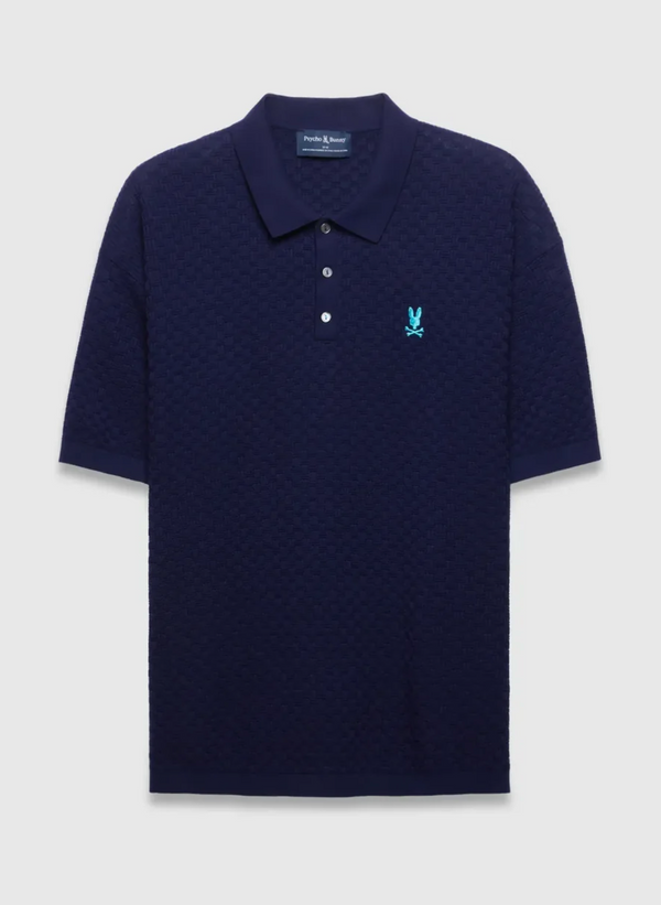 Psycho Bunny Mens Jace Oversized Knit Polo | Evening Blue