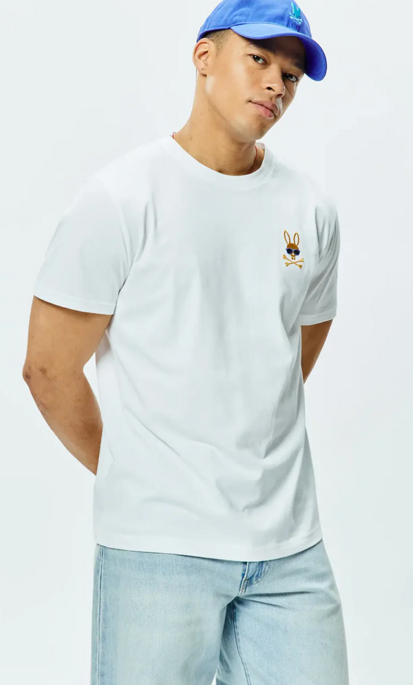 Psycho Bunny Mens Sunny Chest Graphic Tee | White