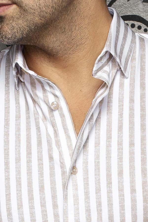 Au Noir Stretch Shirt | TELLY, Sand