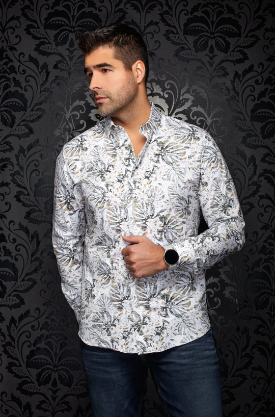 Au Noir Stretch Shirt | TRENT, White Stone