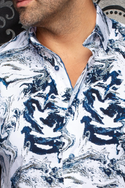 Au Noir Stretch Shirt | THOMAS, White Blue