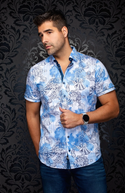 Au Noir Stretch Shirt Short Sleeve | CAYO, Light Blue