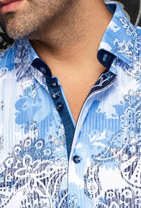 Au Noir Stretch Shirt Short Sleeve | CAYO, Light Blue