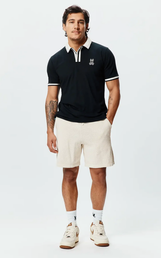 Psycho Bunny Mens Ridley Performance Pique Polo | Black