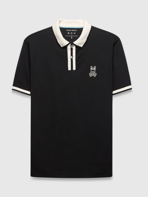 Psycho Bunny Mens Ridley Performance Pique Polo | Black
