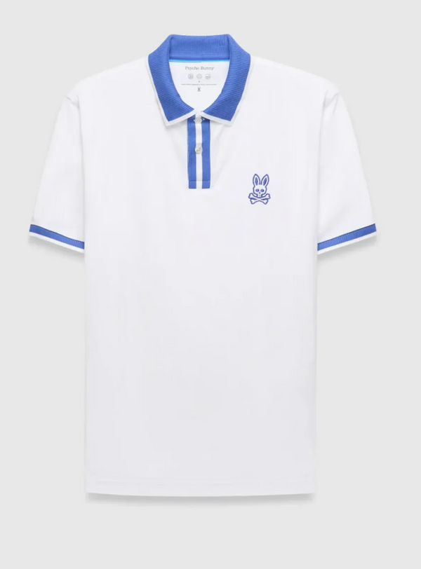 Psycho Bunny Mens Ridley Performance Pique Polo | White