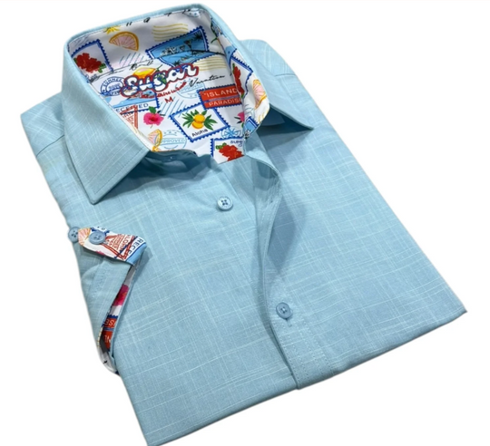 Sugar Short Sleeve Shirt KINZY | Aqua