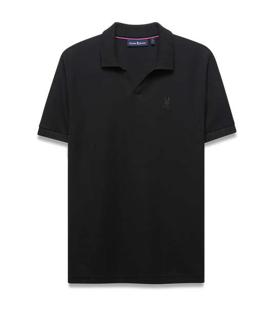 Psycho Bunny Mens Johnny Collar Polo Geoffrey | Black