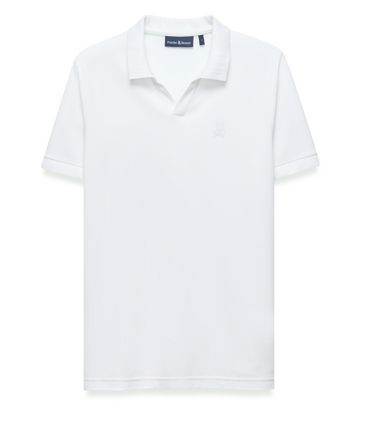 Psycho Bunny Mens Johnny Collar Polo Geoffrey | White
