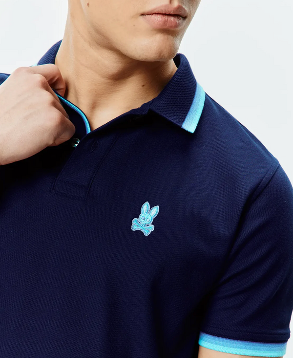 Psycho Bunny Mens Holden Pique Polo | Evening Blue