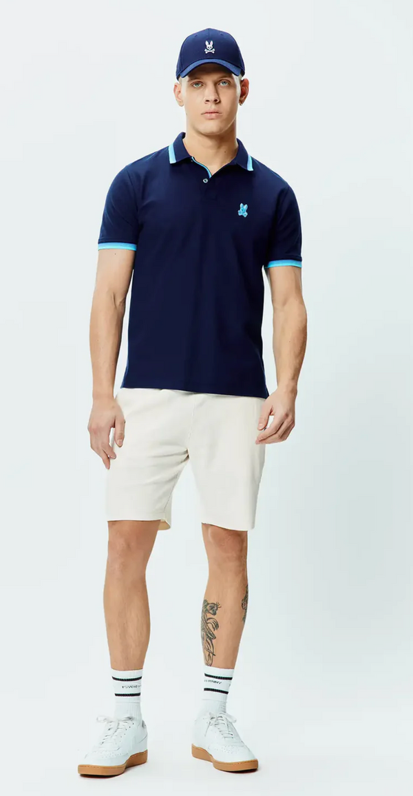 Psycho Bunny Mens Holden Pique Polo | Evening Blue