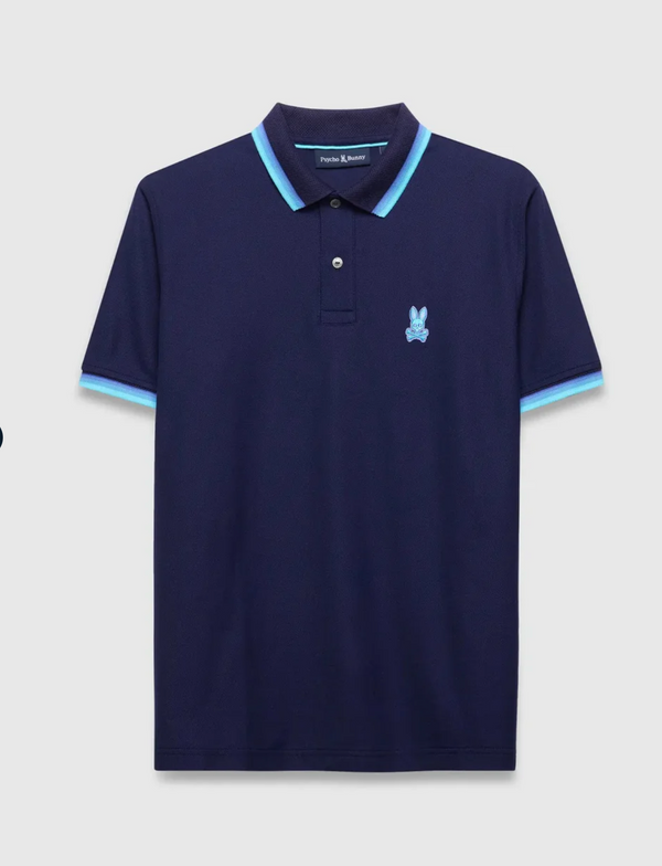 Psycho Bunny Mens Holden Pique Polo | Evening Blue