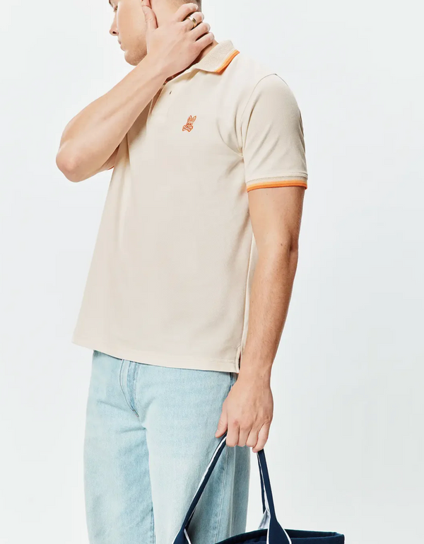 Psycho Bunny Mens Holden Pique Polo | Sand Shell