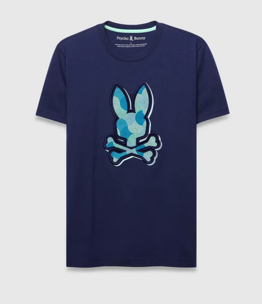 Psycho Bunny Mens Ethan Graphic Tee  | Evening Blue